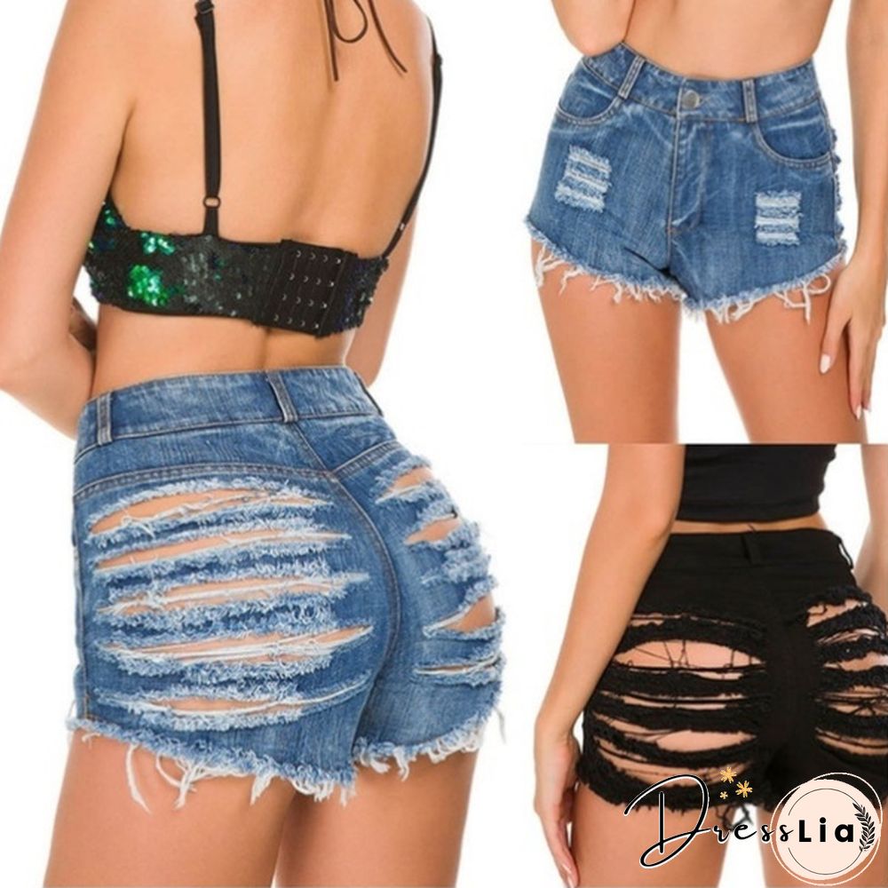 Summer New Fashion Women's Denim Shorts Hot Pants Jeans High Waist Hole Women Short Pants