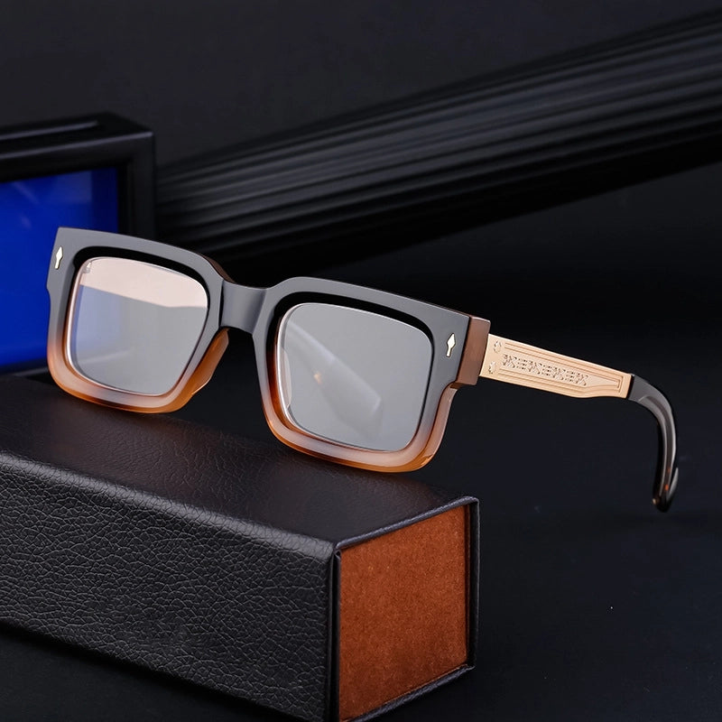 Casual Retro Commute Solid Color Pc Square Full Frame Men's Sunglasses