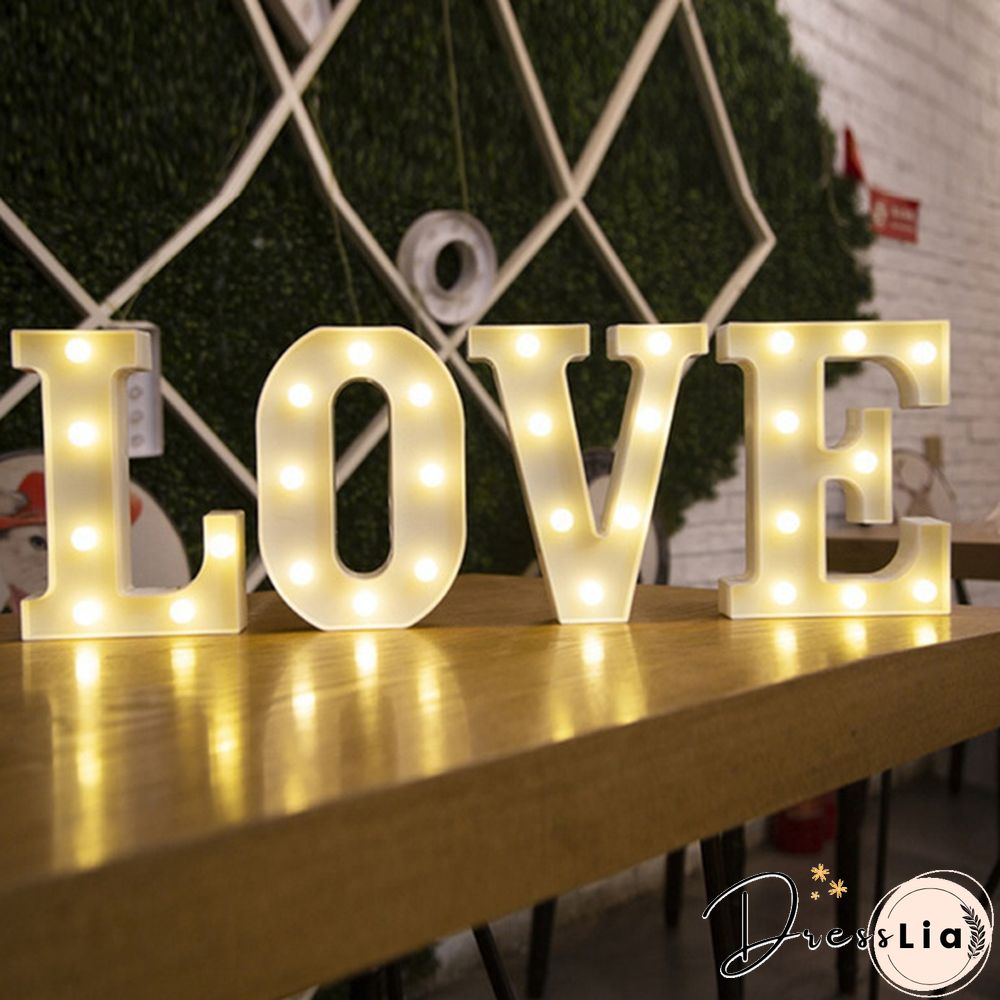 26 Letter LED Lights Luminous Number 0-9Lamp Wedding Birthday Christmas Decoration Decoration Battery Night Light Party Bedroom