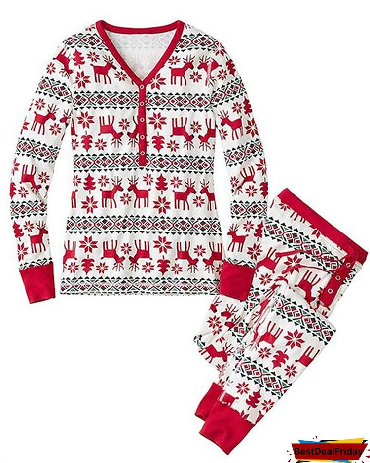 Mom's Christmas Elk Print Parent-Child Loungewear