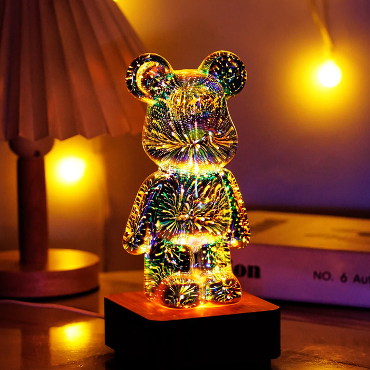 3D Bear Colorful Firework Night light - Appledas