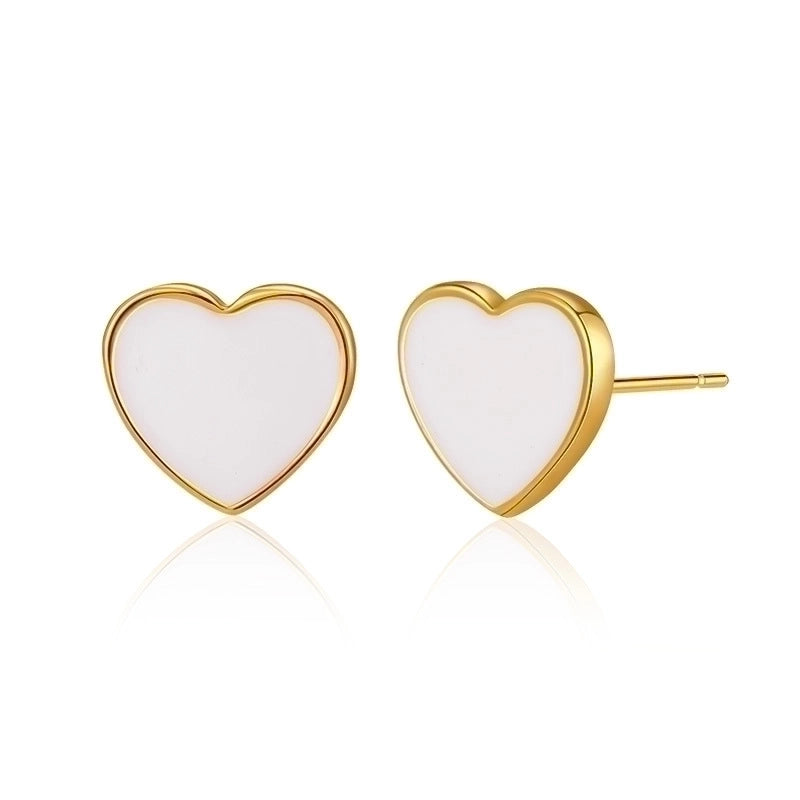 1 Pair Retro Sweet Triangle Devil’s Eye Heart Shape Enamel Plating Inlay Copper Zircon 18k Gold Plated Ear Studs