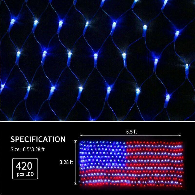 American Flag 420 Led String Lights-Large Usa Flag Outdoor Lights