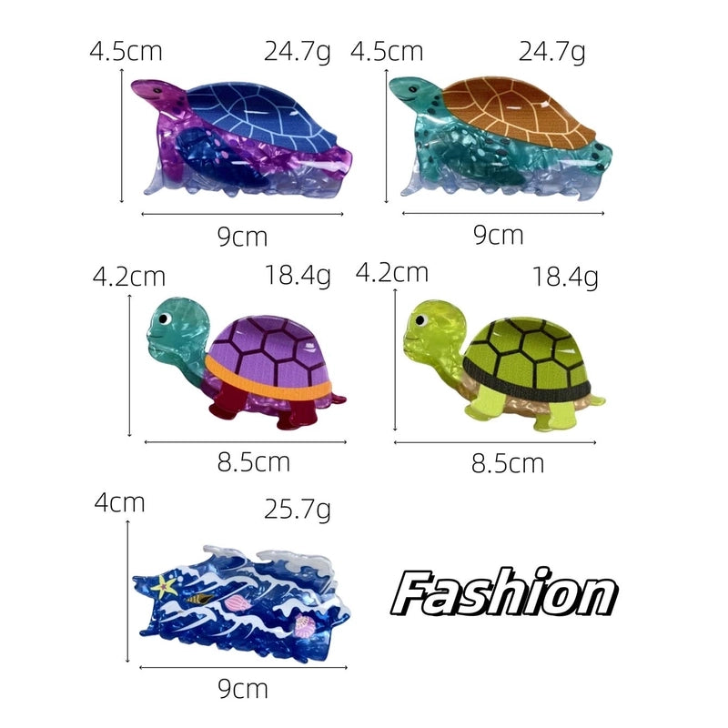 Women’s Cute Artistic Tortoise Sea Wave Acetic Acid Sheets Hair Claws