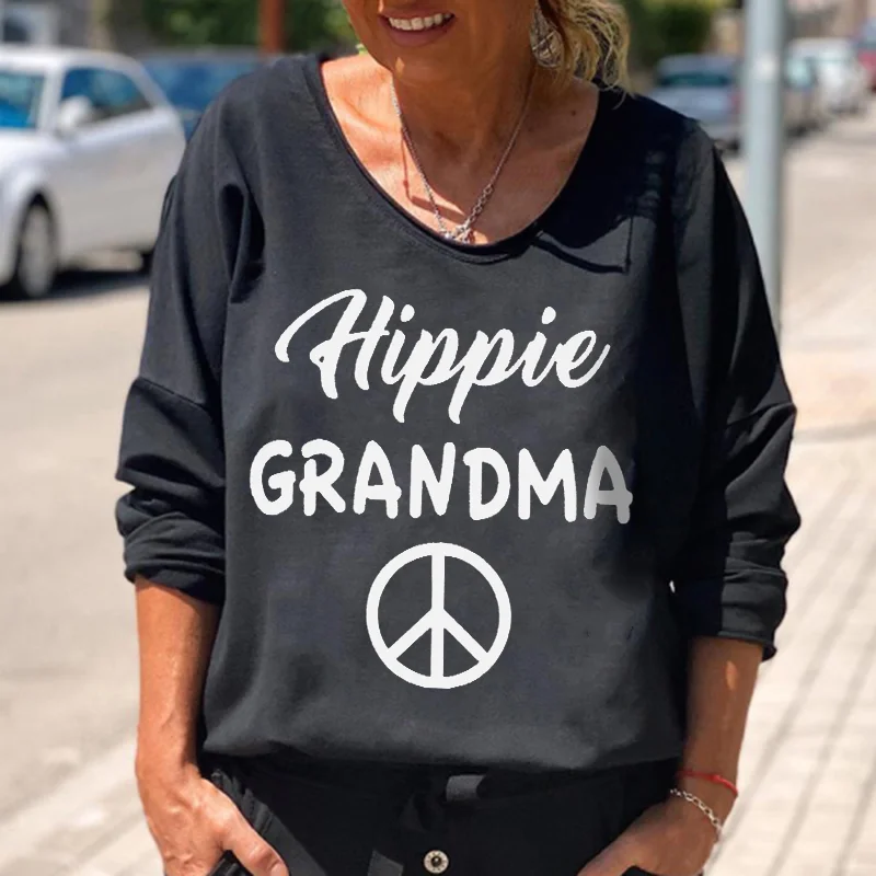 Hippie Grandma Peace And Love Casual T-shirt