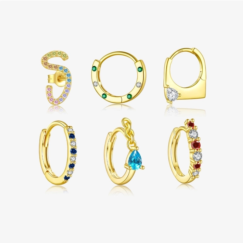 1 Piece 18K Gold Plated White Gold Plated Sterling Silver Zircon Geometric Earrings