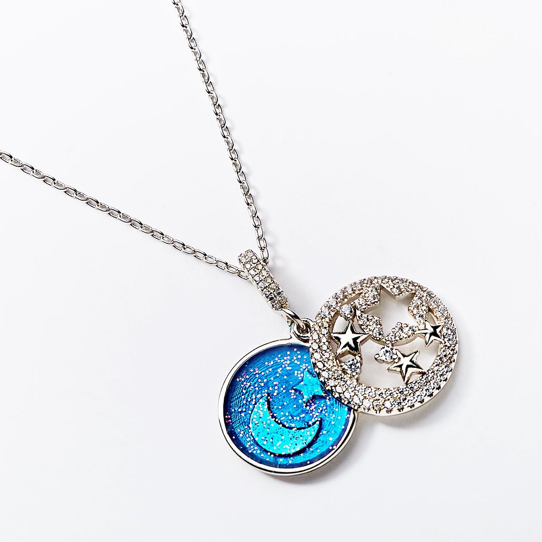 Love You to The Moon and Back Engraved Silver Pendant Necklace