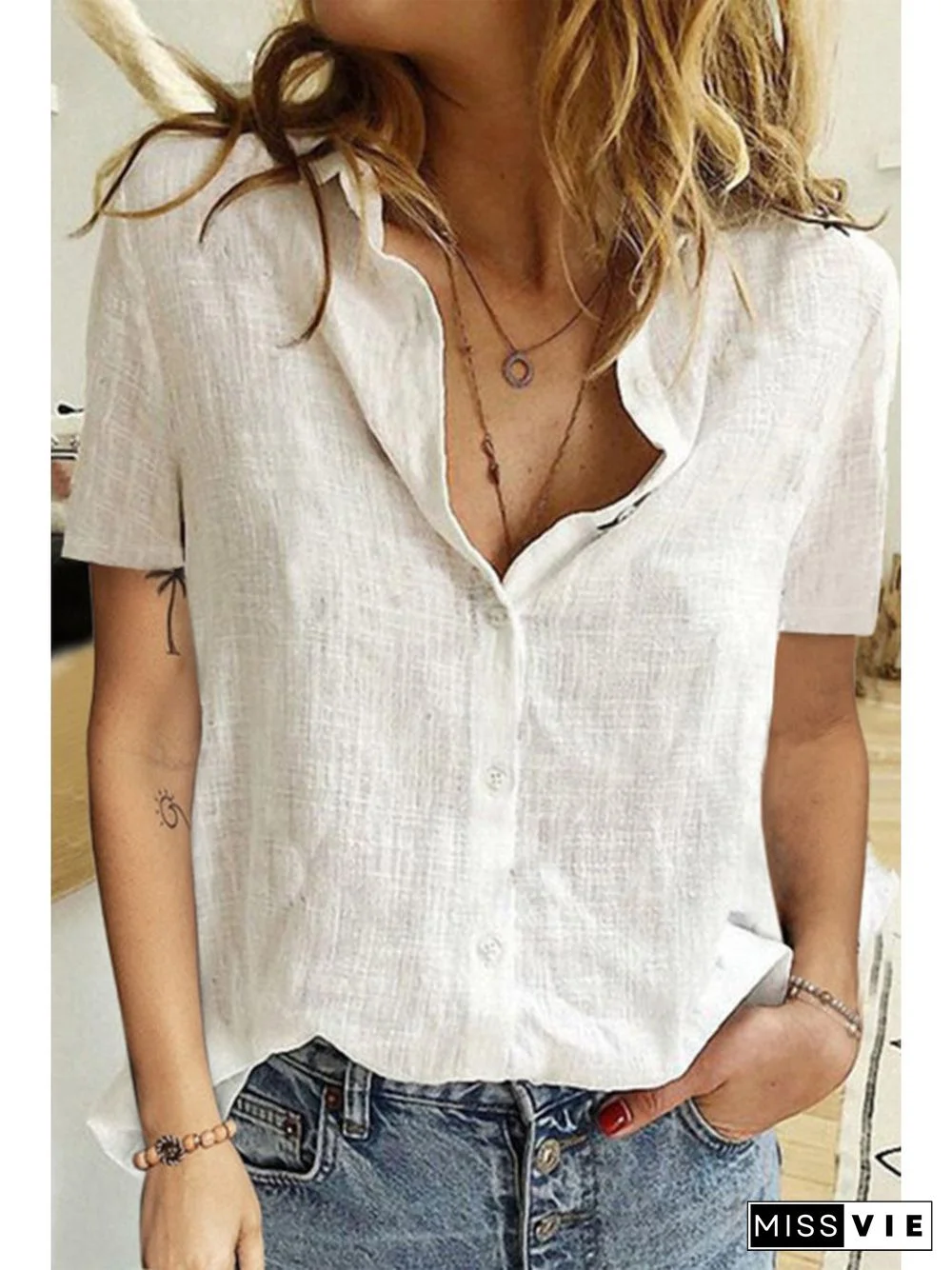 Short Sleeve Button Down Shirt P14763