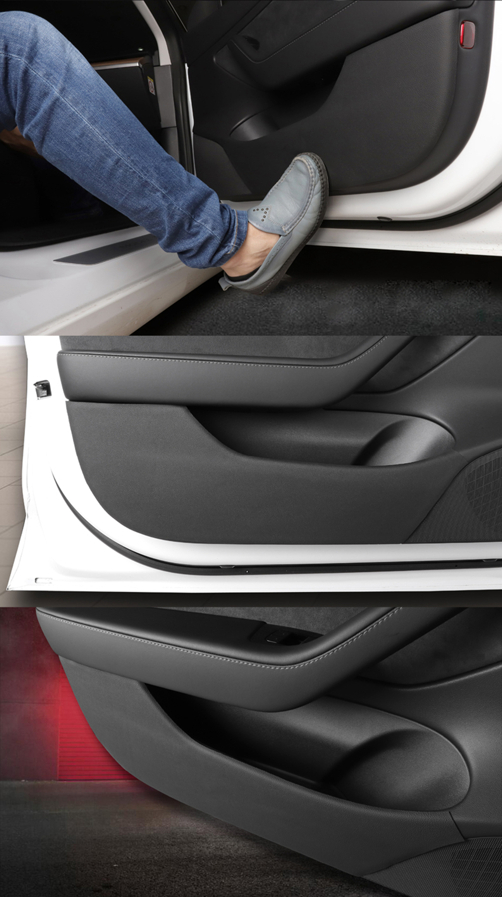 Autocollant de tapis anti-coup de pied en cuir protecteur anti-saleté intérieur pour Tesla modèle 3