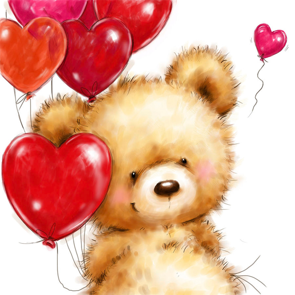 

30*30CM - Round Drill Diamond Painting - Love Balloon Bear, 501 Original