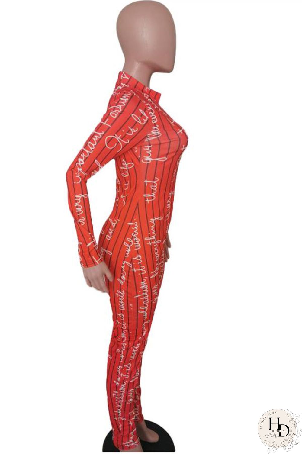 Red Fashion letter Print Polyester Long Sleeve O Neck