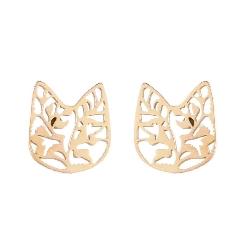 1 Pair Halloween Fashion Smile Face Star Skull Plating Hollow Out Stainless Steel Ear Studs