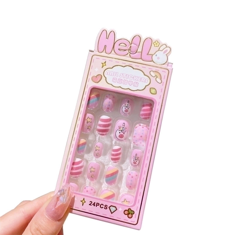 Cute Cartoon Character Stripe Plastic Nail Patches 1 Set