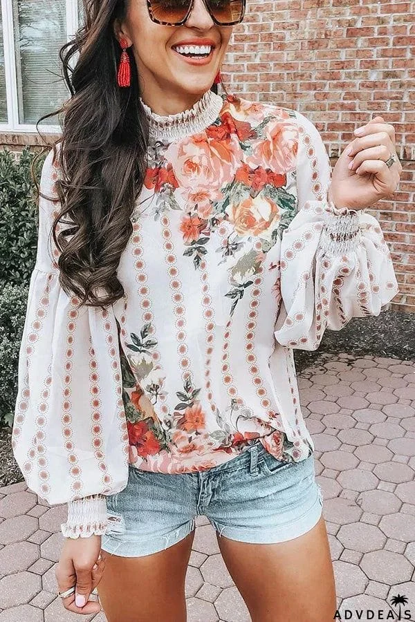 All I Ever Wanted Floral Ruffle Trim Top