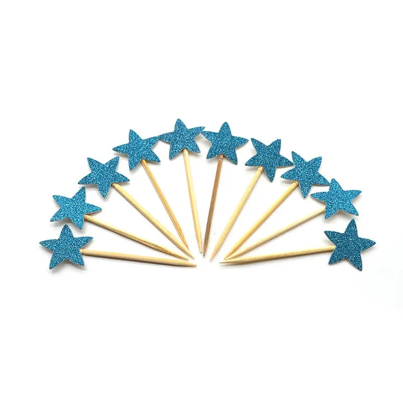 20 Pcs Handmade Lovely Glitter Heart Star Cupcake Toppers Birthday Wedding Party Decoration Cake Decoration Food Picks Supplies