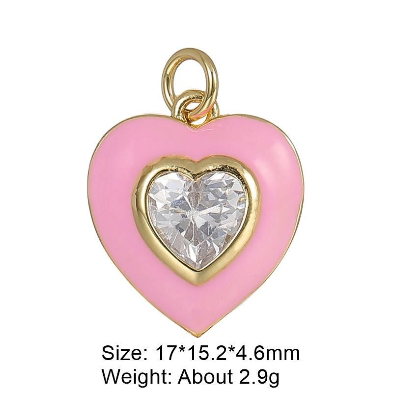 1 Piece 29 * 16mm Copper Artificial Gemstones Heart Shape Jewelry Accessories Pendant Chain