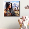 Femme indienne-peinture diamant ronde-40*40cm