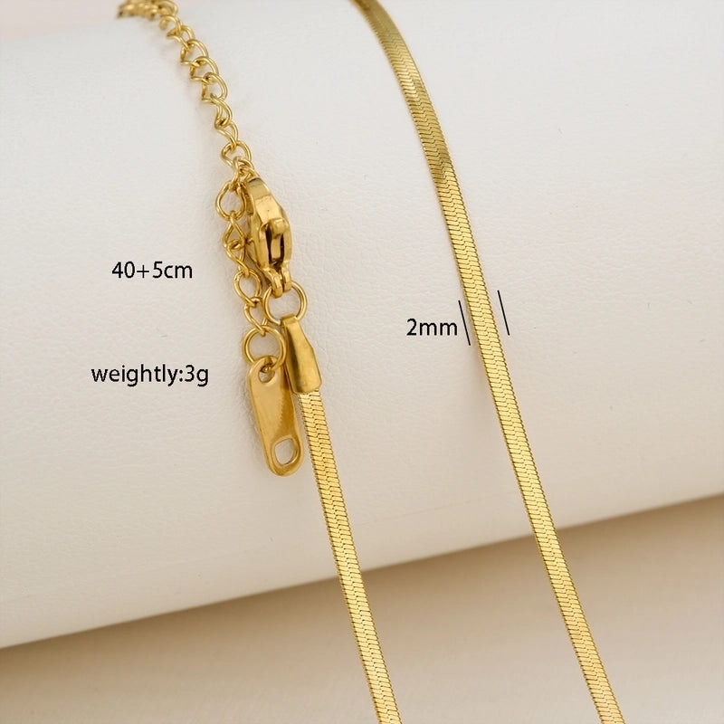 Basic Minimalist Solid Color 304 Stainless Steel 18K Gold Plated Necklace