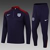 Joyfball 2024/2025 England Half-Pull Training Suit Purple Football Shirt 1:1 Thai Quality