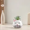 [US Local Warehouse] Cat Ceramic Succulent Pot Bonsai Container Resin with Drain Hole for Home Office