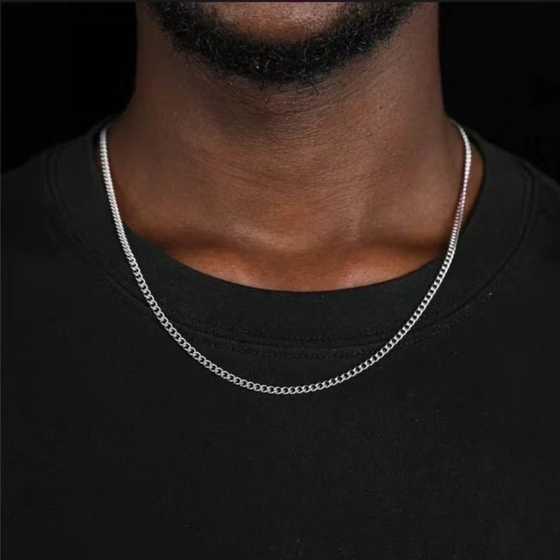Hip-hop Solid Color Stainless Steel Men’s Necklace