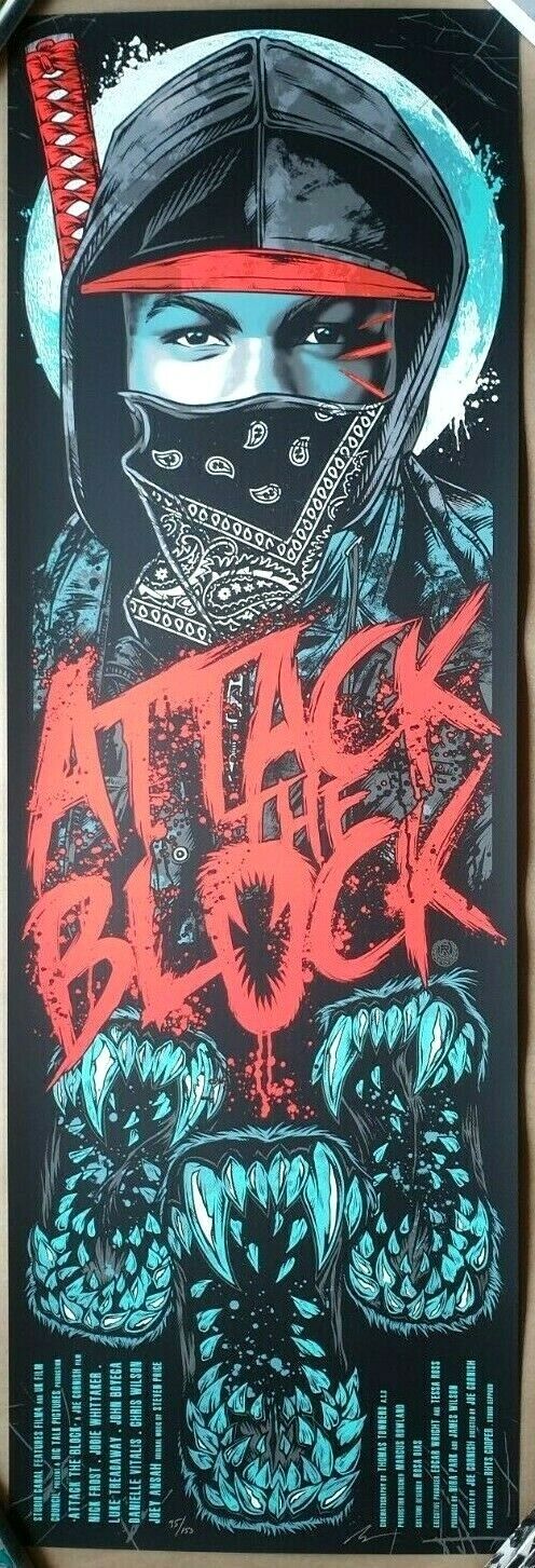 Rhys Cooper ATTACK THE BLOCK Screen Print Poster /150 John Boyega Nick Frost