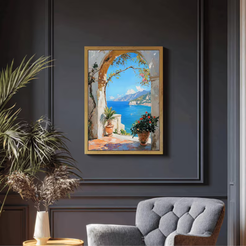 Italian Seaside View Canvas Wall Art