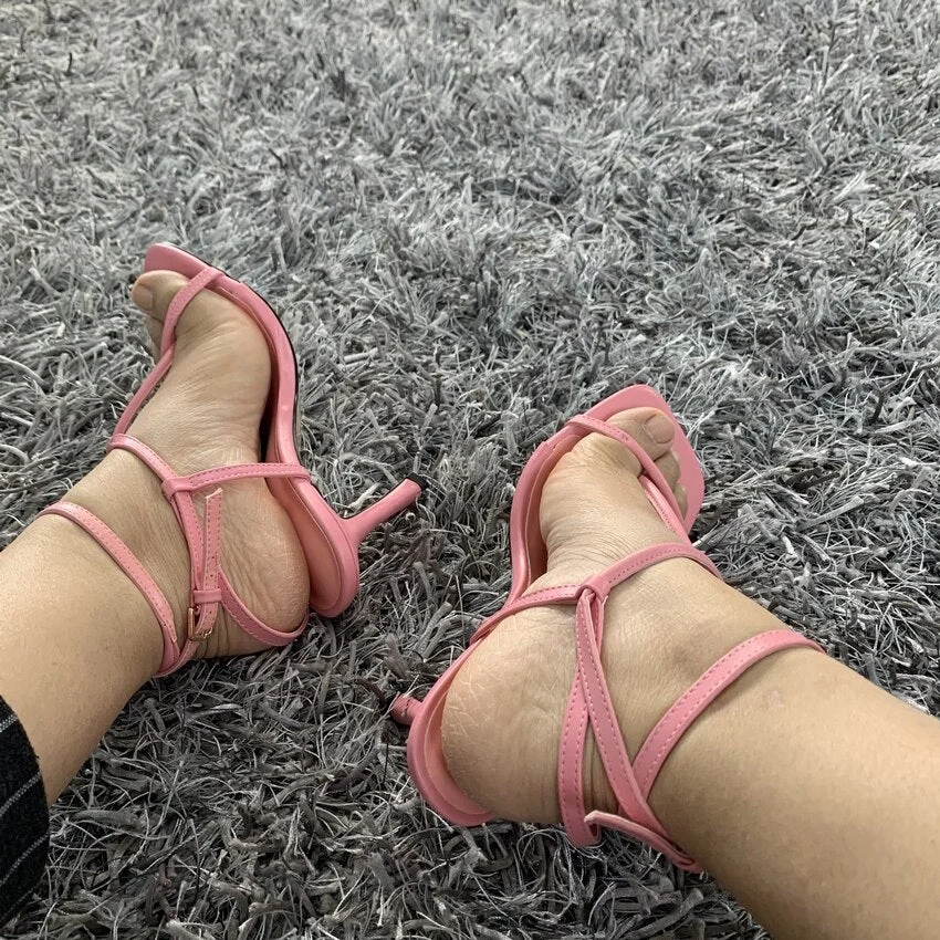 Summer Women Sandals Narrow Band Vintage Open Toe High Heels Buckle Strap High Heel Sandals Women Designer Fashion Shoes Women