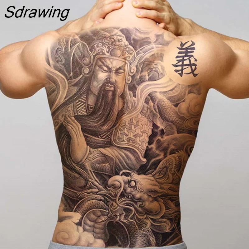 Sdrawing temporary tatoo for men tattoo body art full back sexy tattoo sticker lion king tiger dragon tattoo designs waterproof new