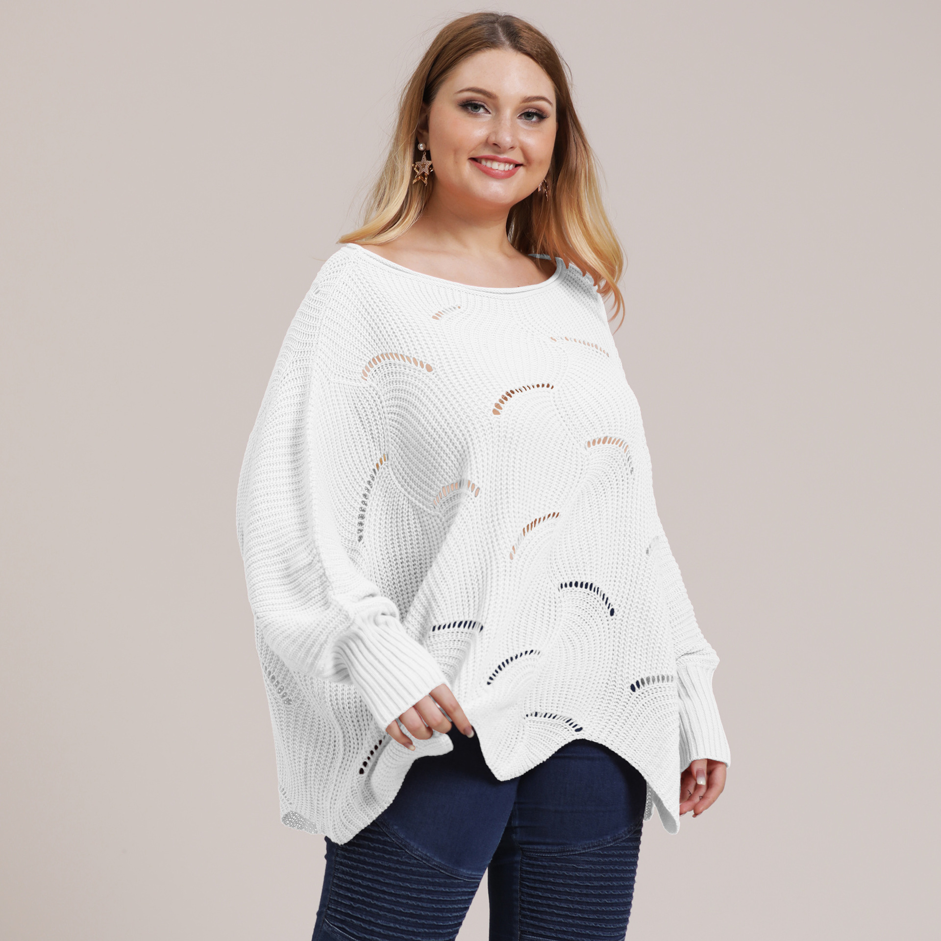  thdmladies Geometric Casual Sea Wave Floral Sweater thedmladies