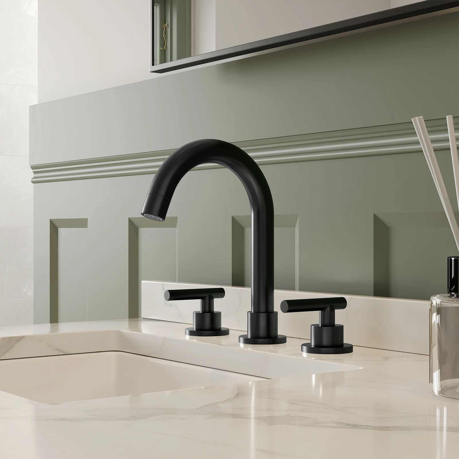 Vassor Widespread Bathroom Faucet in Matte Black