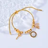 Stylish Key Elegant Zircon Pendant Golden Bracelet