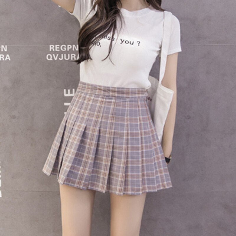 New Women Skirt Preppy Style High Waist Chic Stitching Skirts Summer Student Pleated Skirt Women Cute Sweet Girls Dance Skirt