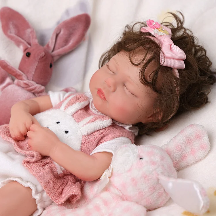 Babeside Thea 12'' Full Silicone Lifelike Reborn Baby Adorable Girl Dolls Pink Bunny Rabbit