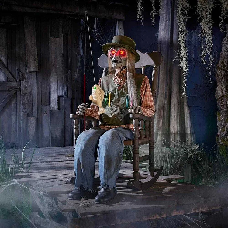 Animated LED Rocking Chair Swamp Fisherman