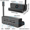 Switch dock card reader switcher [HDMI, 1080p, TV mode, 4 switches, 4 storage, 3 USB ports, 1 Type-C port] Switch multi-function dock, charging stand, cooling fan, heat dissipation measures, compatible with Switch/Switch Organic EL model (black) [parallel