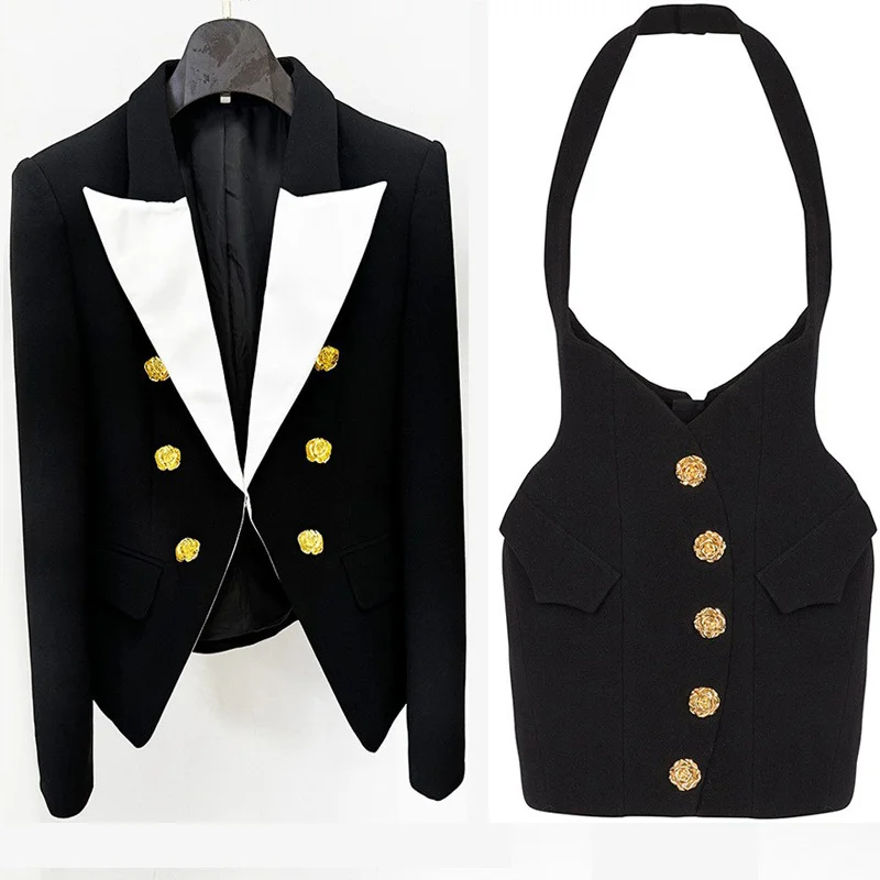 Nigikala Nigikala New Star Fashion Stumbling Color Metallic Rose Buckle Suit Jacket