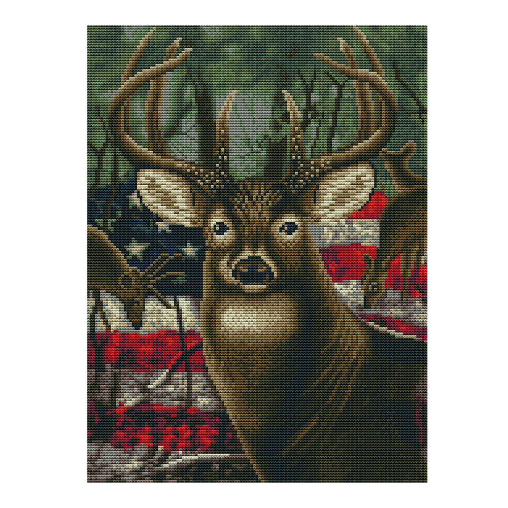 

Deer - 11CT Stamped Cross Stitch - 46*36CM, 501 Original