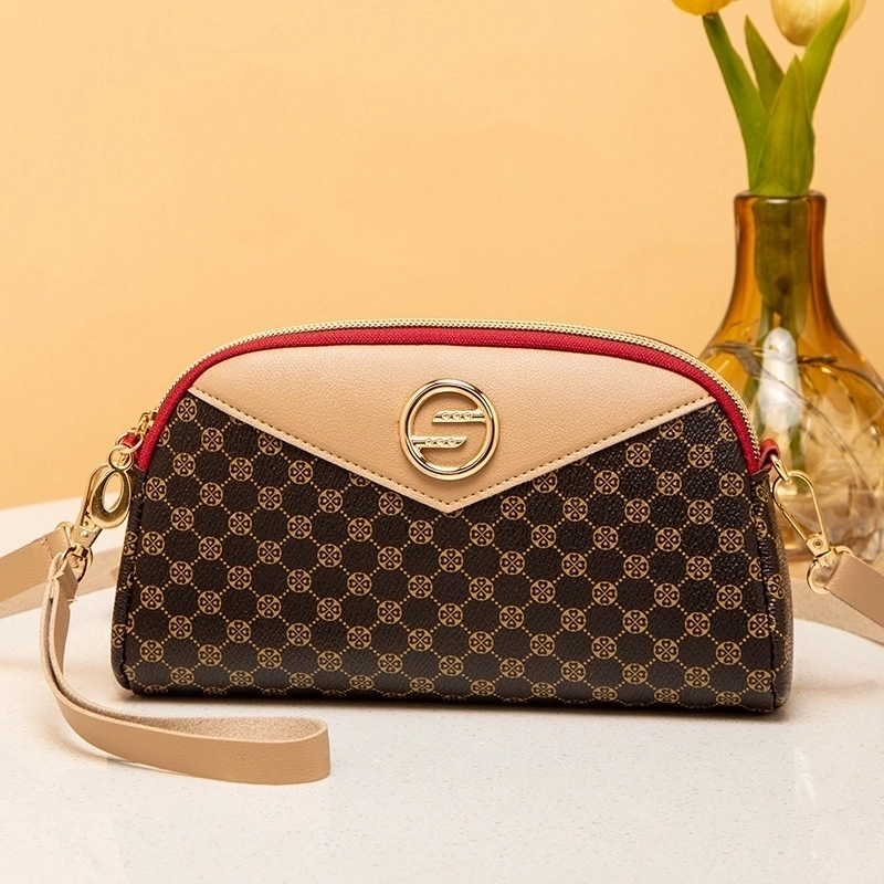 Red Khaki Black Pu Leather Printing Shell Evening Bags