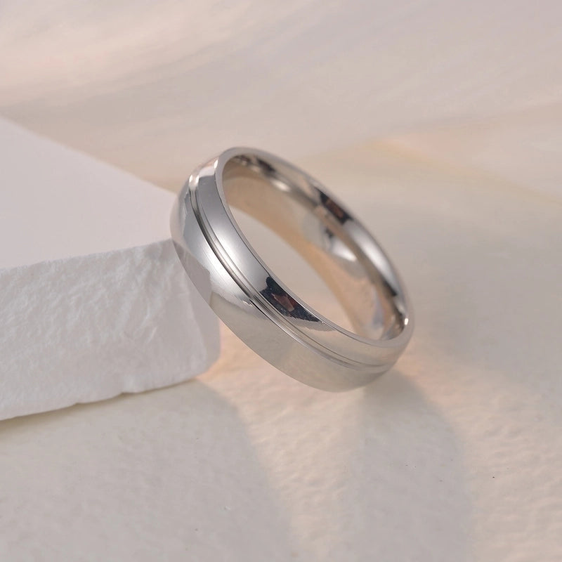 Minimalist Geometric 201 Stainless Steel Zircon Gold Plated Plating Inlay Rings