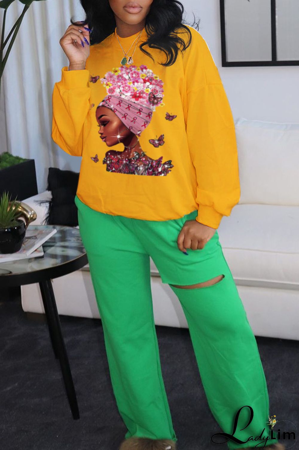 Grey Fashion Vintage Butterfly Print Patchwork O Neck Tops