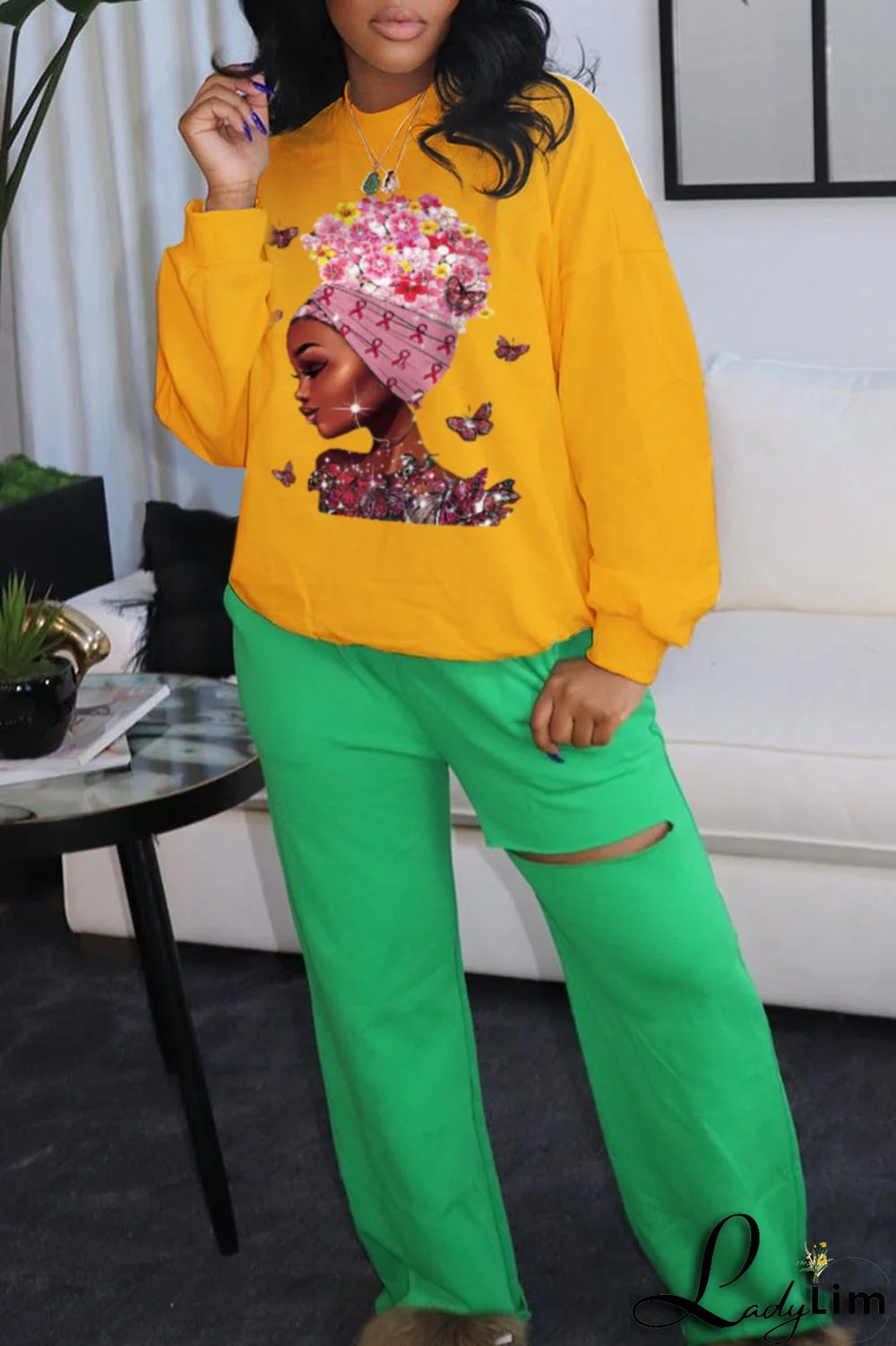 Grey Fashion Vintage Butterfly Print Patchwork O Neck Tops