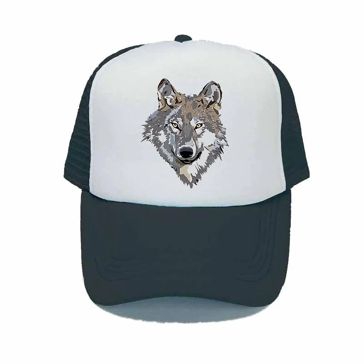 Unisex Bone Wolf Print Hip Hop Hat Breathable Mesh Baseball Cap Men Women Casquette Summer Russian Wolf Sun Gorras YY327