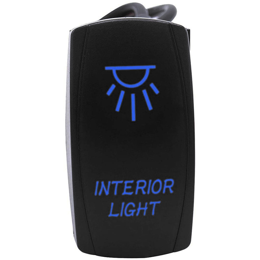 

LED Blue INTERIOR LIGHT Rocker Switch with Wires 5-Pin 12V 20 Amp for Car, 501 Original