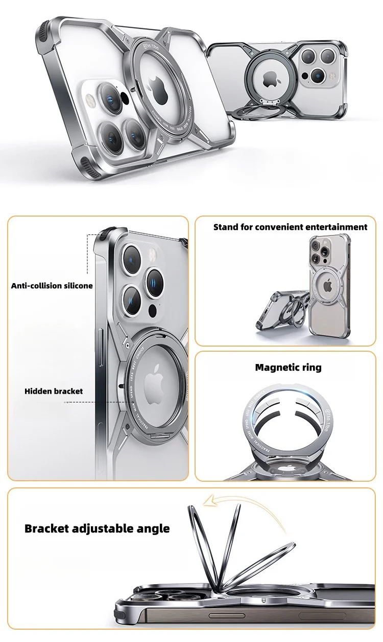 Suitable for iPhone 15 series frameless hollow aluminum alloy mobile phone case