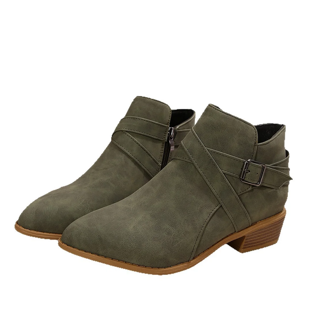 Yyvonne Autumn And Winter New Large-Size Tip Side Zipper Fashion Comfortable Short Boots Women 36-43