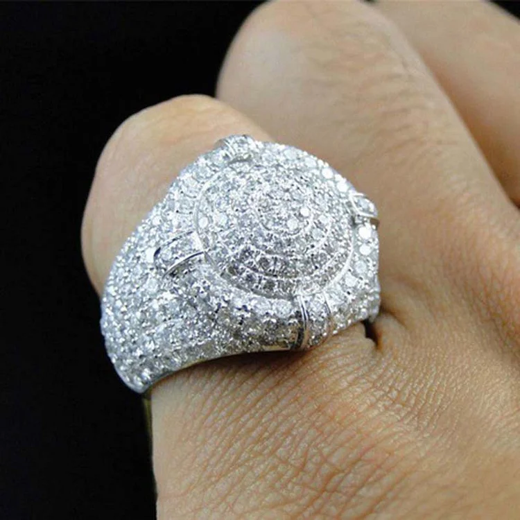 Luxurious Iecd Out Round Hip Hop Ring Men Women Jewelry