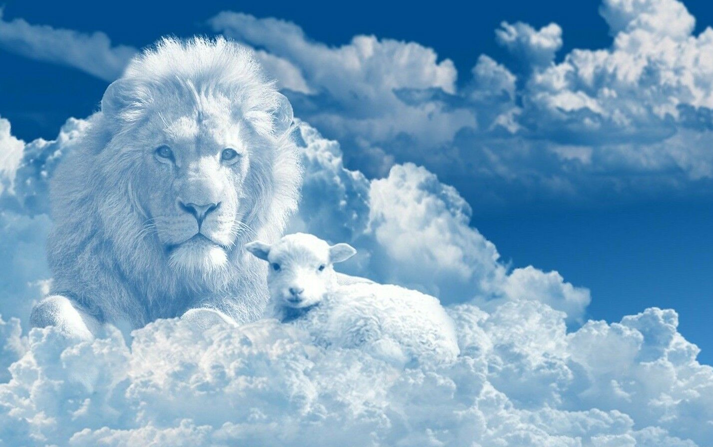 CLOUDS Lion Lamb Christian Jesus Nature Print Art Canvas Poster For Living Room Decor Home Wall Picture
