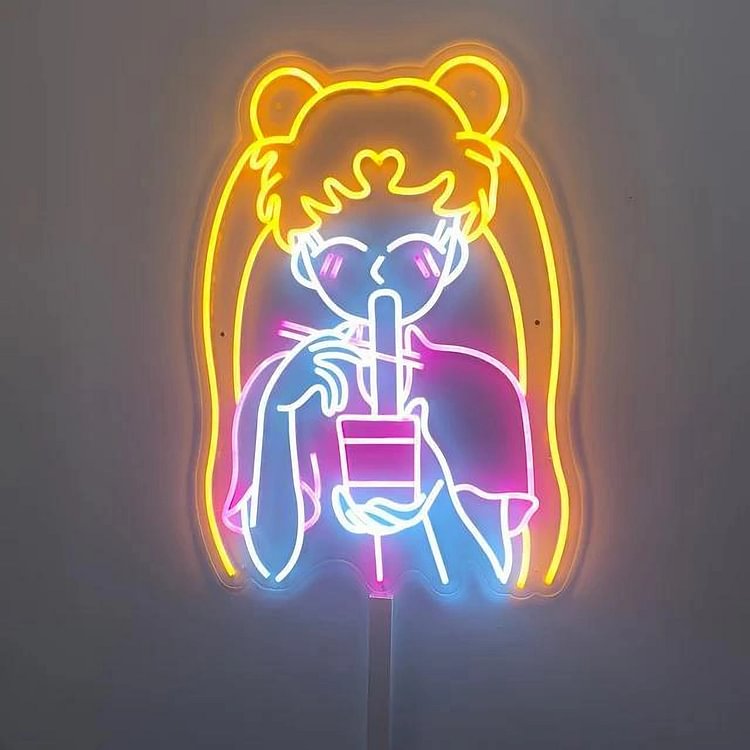 Custom Anime Neon Sign Sailor Moon Neon Sign Cute  Pretty Girl Led Neon Sign Custom Acrylic For Shop Party Personalized Gift