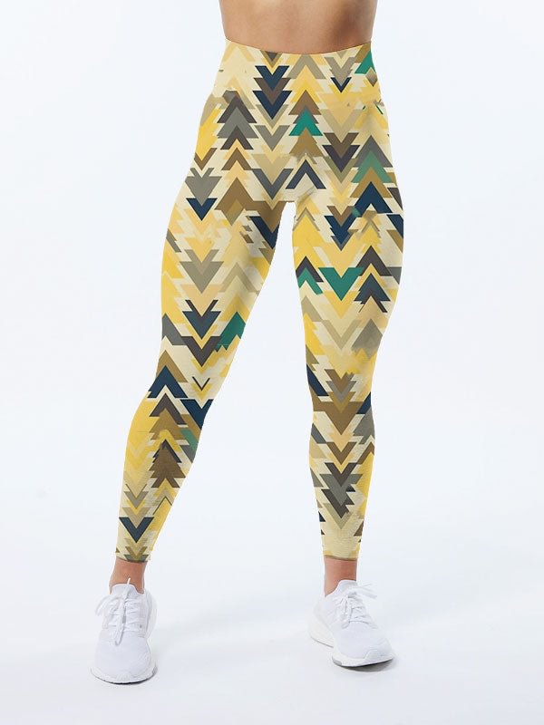 Firs Geometric Mosaic of Trees In Soft Autumn Colors Leggings